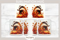 Fall Badger Animal v7 Mug Wrap Sublimation Product Image 1