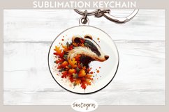 Fall Badger Animal v8 Round Keychain Sublimation Product Image 1