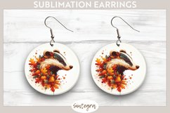 Fall Badger Animal v8 Round Earrings Sublimation Product Image 1
