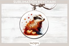 Fall Badger Animal v9 Round Keychain Sublimation Product Image 1