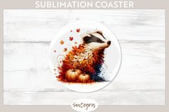 Fall Badger Animal v9 Round Coaster Sublimation Product Image 1