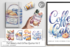 Fall Bakery &amp; Coffee Quotes Digital Paper Product Image 1