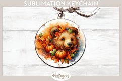 Fall Bear Animal v1 Round Keychain Sublimation Product Image 1
