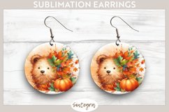 Fall Bear Animal v2 Round Earrings Sublimation Product Image 1
