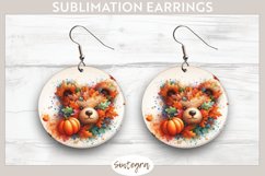 Fall Bear Animal v3 Round Earrings Sublimation Product Image 1