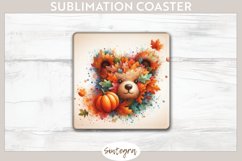 Fall Bear Animal v3 Square Coaster Sublimation Product Image 1