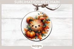 Fall Bear Animal v4 Round Keychain Sublimation Product Image 1