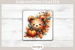 Fall Bear Animal v4 Square Coaster Sublimation Product Image 1