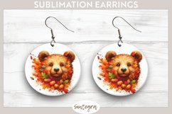 Fall Bear Animal v5 Round Earrings Sublimation Product Image 1