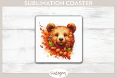 Fall Bear Animal v5 Square Coaster Sublimation Product Image 1