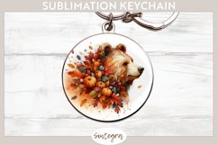 Fall Bear Animal v6 Round Keychain Sublimation Product Image 1