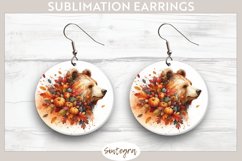 Fall Bear Animal v6 Round Earrings Sublimation Product Image 1