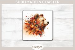 Fall Bear Animal v6 Square Coaster Sublimation Product Image 1