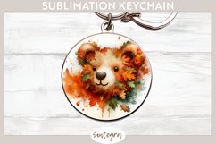 Fall Bear Animal v8 Round Keychain Sublimation Product Image 1