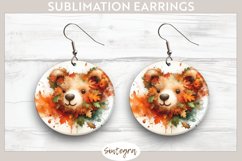 Fall Bear Animal v8 Round Earrings Sublimation Product Image 1