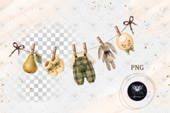 Vintage Autumn Baby Shower Clipart Product Image 1