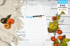 White bodysuit mockup Fall | Autumn romper mockup Product Image 1