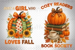 Just a Girl Loves Fall &amp; Cozy Readers Book PNG Bundle Product Image 1