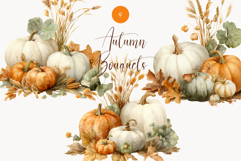 Watercolor Fall flowers - Fall clipart - Fall bouquets Product Image 1