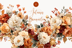 Watercolor Fall flowers - Fall clipart - Fall bouquets Product Image 1
