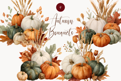 Watercolor Fall flowers - Fall clipart - Fall bouquets Product Image 1