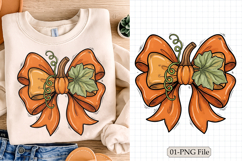 Fall bow png,Orange bow,pumpkin sublimation Product Image 1