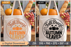 Fall Breeze Autumn Leaves SVG File | Fall Round Sign SVG Product Image 4