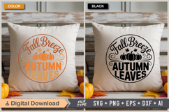 Fall Breeze Autumn Leaves SVG File | Fall Round Sign SVG Product Image 5