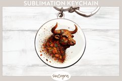 Fall Bull Animal v1 Round Keychain Sublimation Product Image 1
