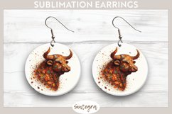 Fall Bull Animal v1 Round Earrings Sublimation Product Image 1