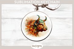Fall Bull Animal v2 Round Keychain Sublimation Product Image 1