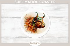 Fall Bull Animal v2 Round Coaster Sublimation Product Image 1