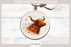 Fall Bull Animal v3 Round Keychain Sublimation Product Image 1