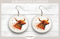 Fall Bull Animal v3 Round Earrings Sublimation Product Image 1