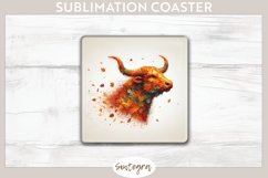 Fall Bull Animal v3 Square Coaster Sublimation Product Image 1