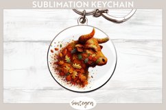 Fall Bull Animal v4 Round Keychain Sublimation Product Image 1