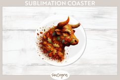 Fall Bull Animal v4 Round Coaster Sublimation Product Image 1