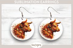 Fall Bull Animal v4 Round Earrings Sublimation Product Image 1