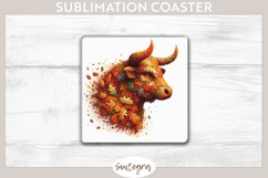 Fall Bull Animal v4 Square Coaster Sublimation Product Image 1