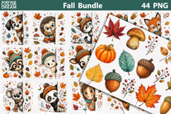 Cute Fall Animals Clipart | Autumn Sublimation Product Image 1