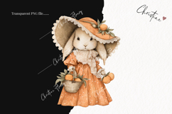 Whimsical Fall Bunny Clipart | Vintage Fall Png Product Image 2