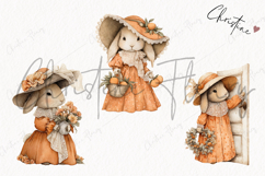 Whimsical Fall Bunny Clipart | Vintage Fall Png Product Image 3