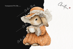 Whimsical Fall Bunny Clipart | Vintage Fall Png Product Image 2