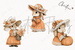 Whimsical Fall Bunny Clipart | Vintage Fall Png Product Image 3