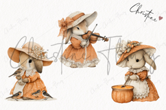Whimsical Fall Bunny Clipart | Vintage Fall Png Product Image 3