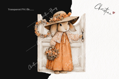 Whimsical Fall Bunny Clipart | Vintage Fall Png Product Image 2