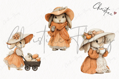 Whimsical Fall Bunny Clipart | Vintage Fall Png Product Image 3
