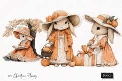 Whimsical Fall Bunny Clipart | Vintage Fall Png Product Image 1