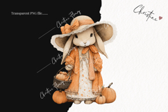 Whimsical Fall Bunny Clipart | Vintage Fall Png Product Image 2