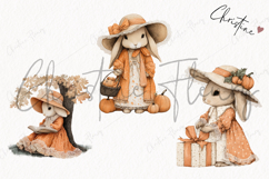 Whimsical Fall Bunny Clipart | Vintage Fall Png Product Image 3